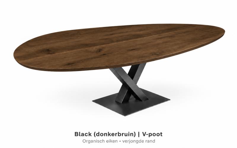 Organische eiken eettafel met verjongde rand &ndash; zelf samenstellen